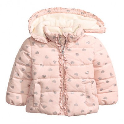 New design winter kid fashion print padded jacket coat girls outwear pinky